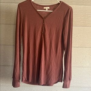 Maurices Brown Fitted Long Sleeve Blouse